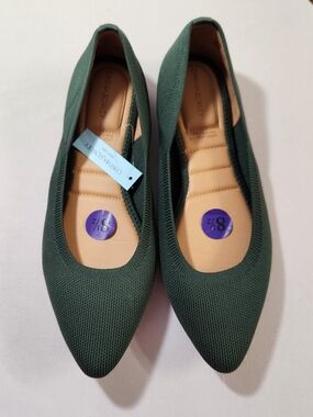 ⭐️NWT Cynthia Rowley Green Knit Ballet Flats Size 8.5 Pointed Toe Washable Calla